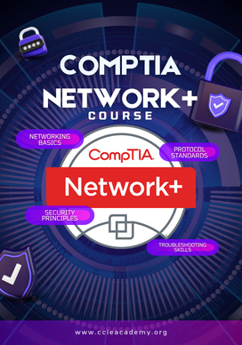 Instructor teaching live CompTIA Network+ course with networking diagrams on screen