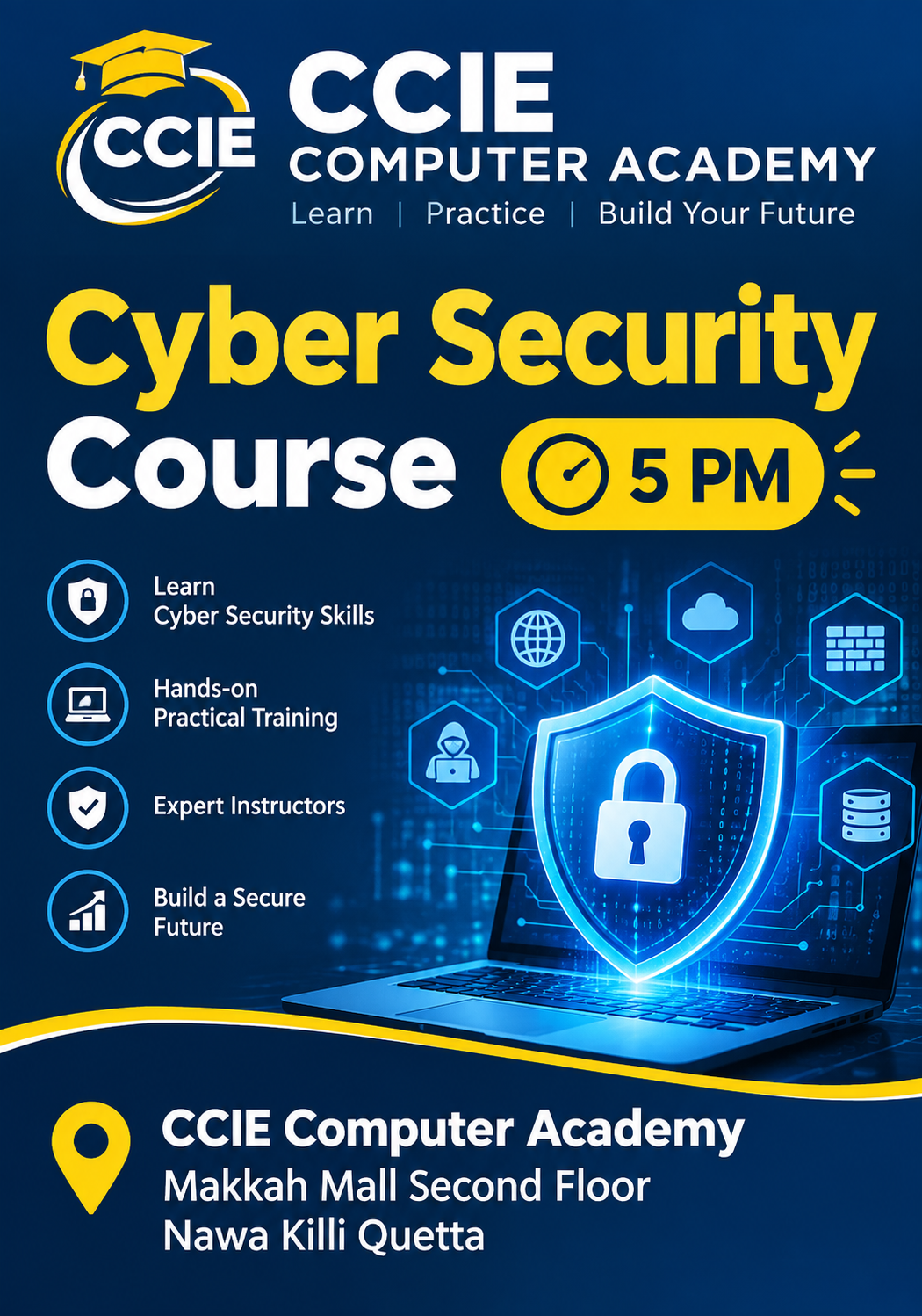 Cyber Security Course at CCIE Computer Academy in Nawa Killi Quetta at 5 PM