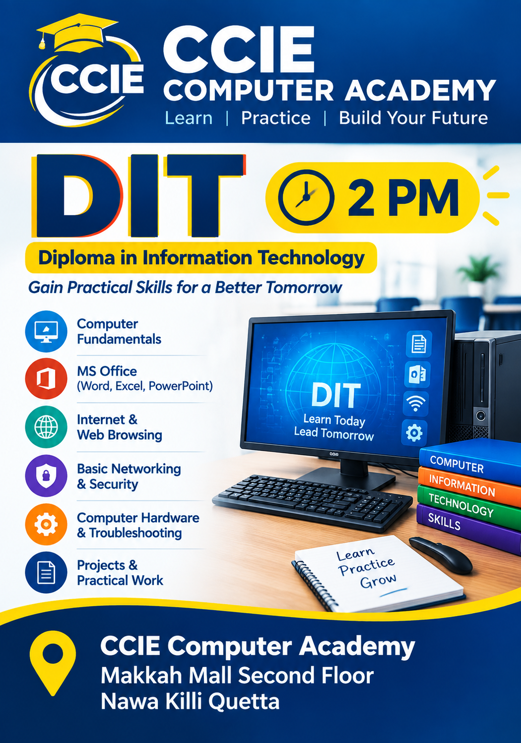 DIT Course in Quetta at CCIE Computer Academy at 2 PM